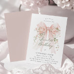 Convites Sweet Sixteen Party Pink Coquette Bow Rose Floral<br><div class="desc">A large blush pink coquette bow is decorated with elegant pink roses on this birthday invitation. Classic script calligraphy lets your guests know it's a milestone birthday. Easy to personalize with your party details.</div>