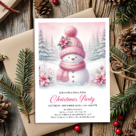 Convites Sweet Snowy Forest Pink Snowman Editable Christmas