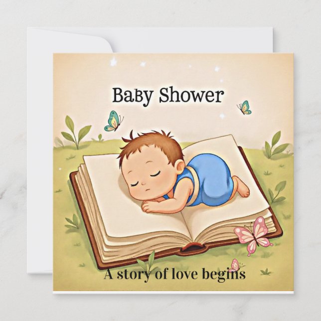 Convites Sweet Story Baby Shower Invitation – Cozy Sleeping (Frente)