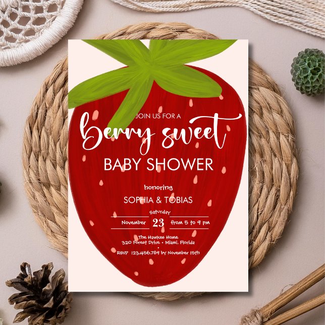Convites Sweet strawberry baby shower (Criador carregado)