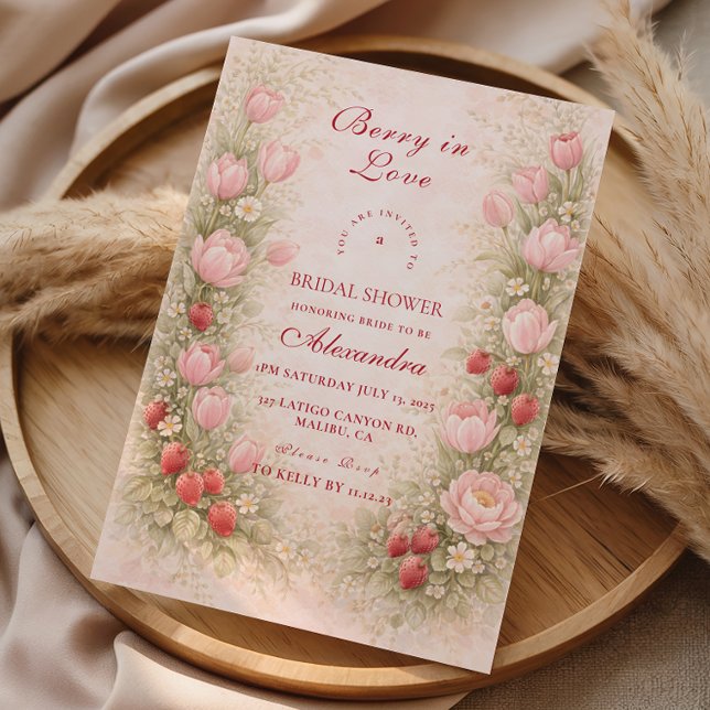 Convites Sweet Strawberry Romance Bridal Shower (Criador carregado)