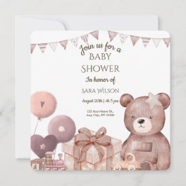 Convites Sweet Teddy Bear Baby Shower Invitation