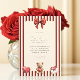 Convites Sweet Teddy Bear Valentine Love Letter Poem card 