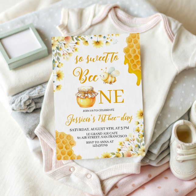 Convites Sweet to Bee One First Birthday Invite (Criador carregado)