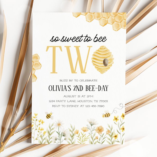 Convites Sweet to Bee Two Bee 2nd Birthday Invitation (Criador carregado)