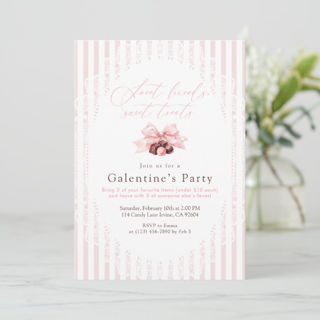 Convites Sweet Treats Galentine’s Party (Em pé/Frente)