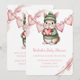 Convites Sweet Watercolor Bunny Baby Shower 