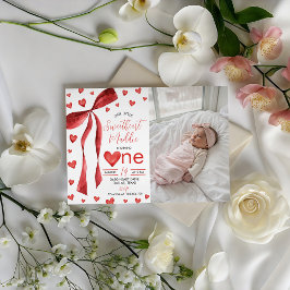 Convites Sweetheart 1st Birthday Photo Invite