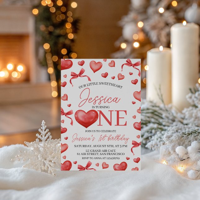 Convites Sweetheart First Birthday Invitation (Criador carregado)