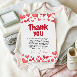 Convites Sweetheart First Birthday Thank You Card