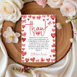 Convites Sweetheart First Birthday Thank You Card<br><div class="desc">A classic sweetheart-themed thank you card for a first birthday celebration. Featuring a soft red and pink heart pattern with elegant typography, this editable thank you card is perfect for expressing appreciation after a baby’s 1st birthday party. Designed without a photo, it works beautifully for printable or digital use and...</div>