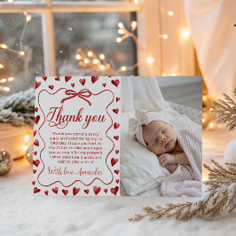 Convites Sweetheart Photo Thank You Card First Birthday