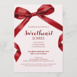 Convites Sweetheart Soiree Elegant Bow Valentines Day Party