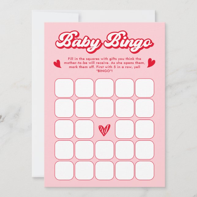 Convites Sweetheart Valentine Baby Shower Baby Bingo Game (Frente)