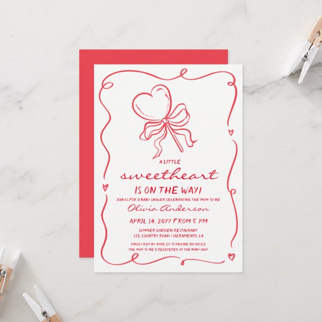 Convites Sweetheart whimsical lollypop Baby Shower (Frente/Verso In Situ)