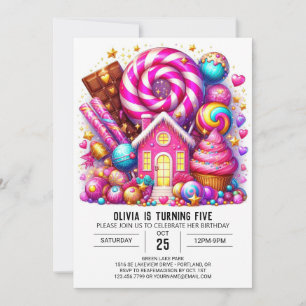 Convites Sweets Magical Candyland Digital Birthday