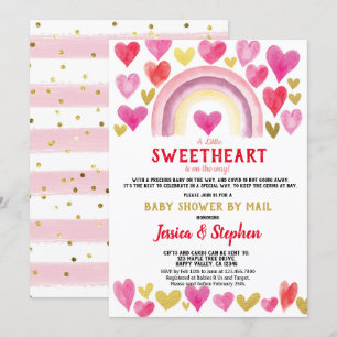 Convites Swetheart Rainbow Chá de fraldas Por Mail Watercol