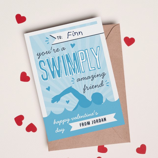 Convites Swimply Amazing | Swim Valentine's Day Card (Criador carregado)