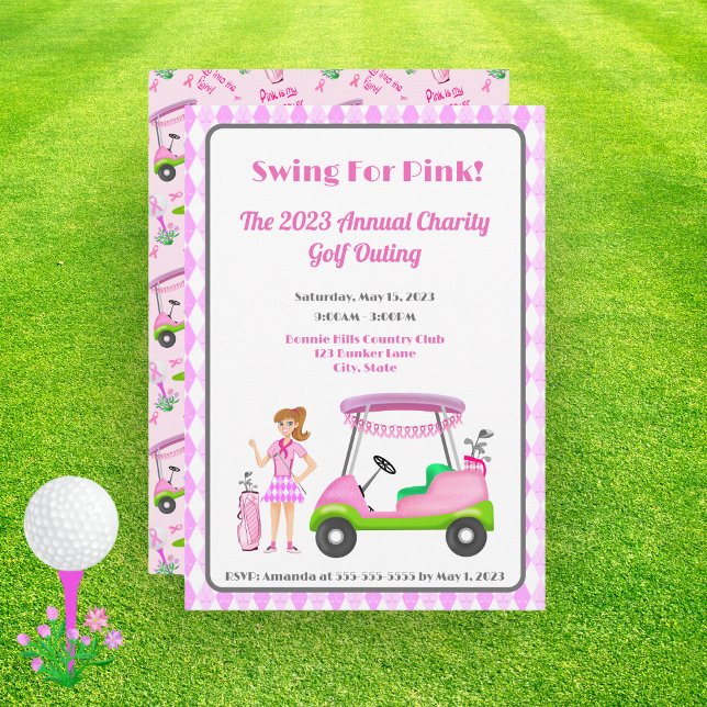 Convites Swing For Pink Torneio de Golfe Conscientização so (Criador carregado)