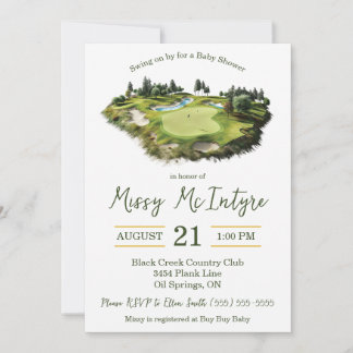 Convites Swing on By, Golf Themed Baby Shower