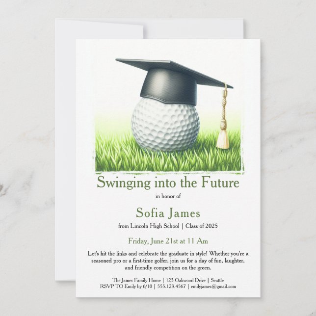 Convites Swinging into the Future  A Golf-Themed GraduatioN (Frente)