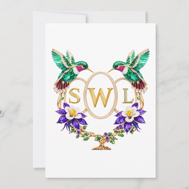 Convites SWL Hummingbird Wedding Any Letters Custom  (Frente)