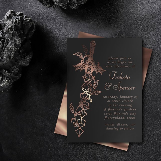 Convites Sword RPG | Copper Fantasy Tabletop Gamer Dice (Criador carregado)