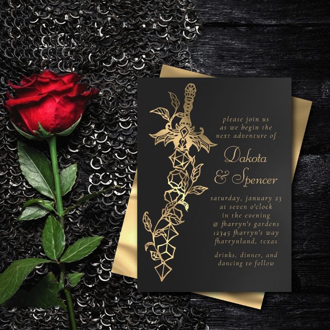 Convites Sword RPG | Dourada Sheen Fantasy Tabletop Gamer D (Criador carregado)