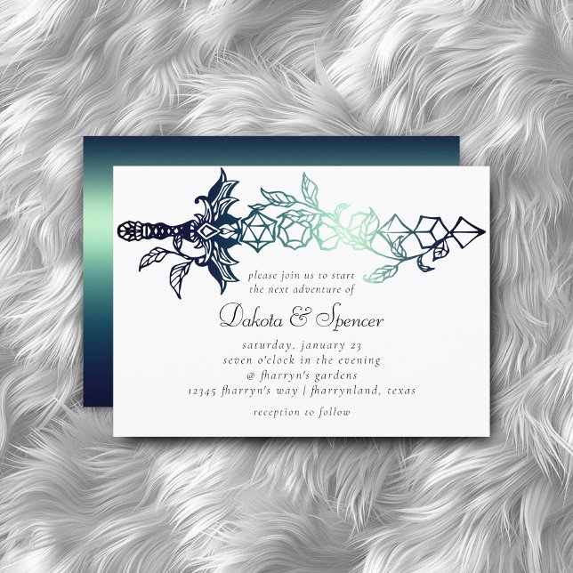 Convites Sword RPG | Teal Sheen Fantasy Tabletop Gamer Dice (Criador carregado)