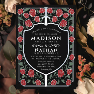 Convites Sword & Shield Medieval Fantasy Casamento Monogram