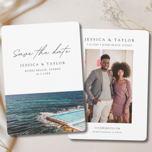 Convites Sydney Salve o Casamento de Bondi Beach (Sydney Save the Date Bondi Beach Wedding Invitation)