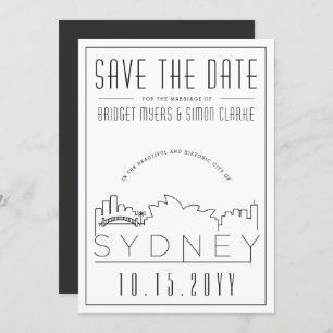 Convites Sydney Wedding Deco Style Skyline Salve a Data