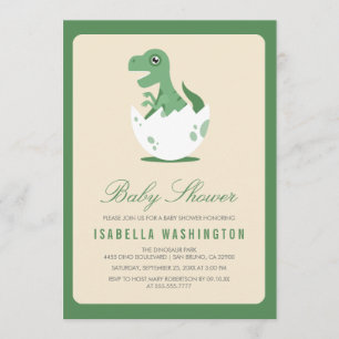 Convites T.Rex com um belo chapéu em Chá de fraldas de ovos