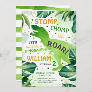 Convites T Rex Dinosaur Boy Birthday
