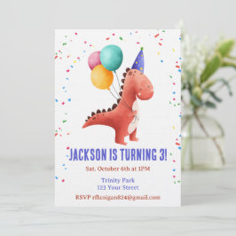 Convites T-Rex Dinosaur Party Animal Birthday Invitation
