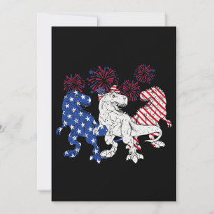 Convites T Rex Dinossaur Cute EUA Bandeira em 4 de julho