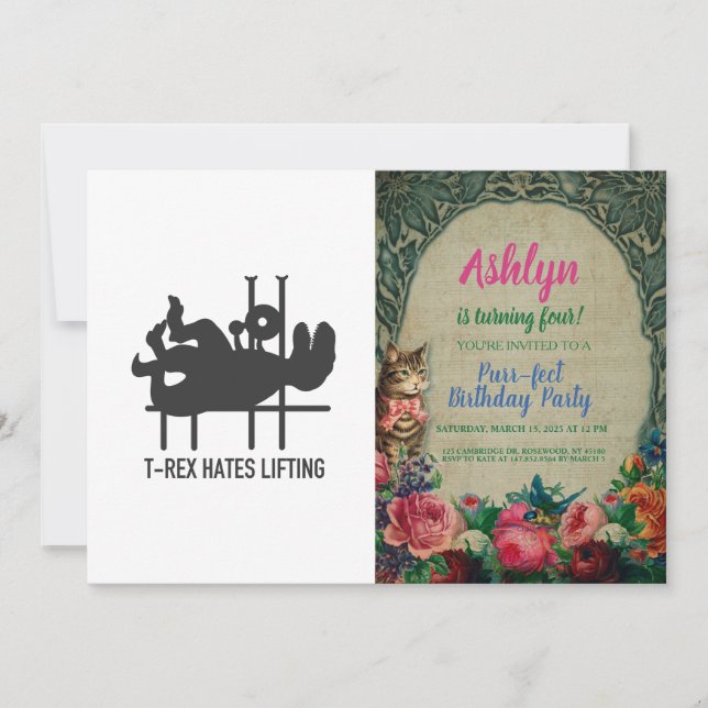 Convites T-rex odeia elevação - Escolha a cor de fundo (Frente)