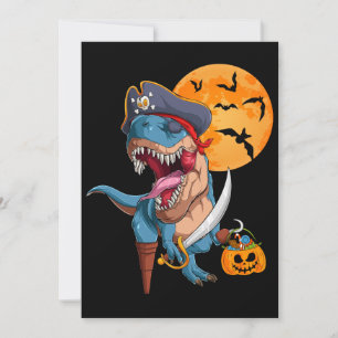 Convites T-Rex Pirate Trick Arrr Tratar Dinossauro de Hallo