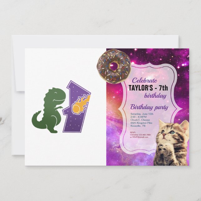 Convites T rex play - Escolher cor de fundo (Frente)