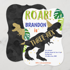 Convites T-Rex, Rapaz, Terceiro Aniversário, Dinossauro
