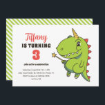 Convites T-Rex Unicorn Fairy Kids Dinossaur Aniversário<br><div class="desc">Design para crianças,  meninos ou meninas que amam dinossauros,  desenhos animados de dino,  T-rex e outras espécies de dinossauros. Perfeito para a festa de aniversário do tema Jurássico. Você pode personalizar o texto para ajustado outras ocasiões.</div>
