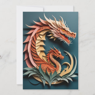 Convites T-shirt do Dragão Design de Arte 3D em Papel