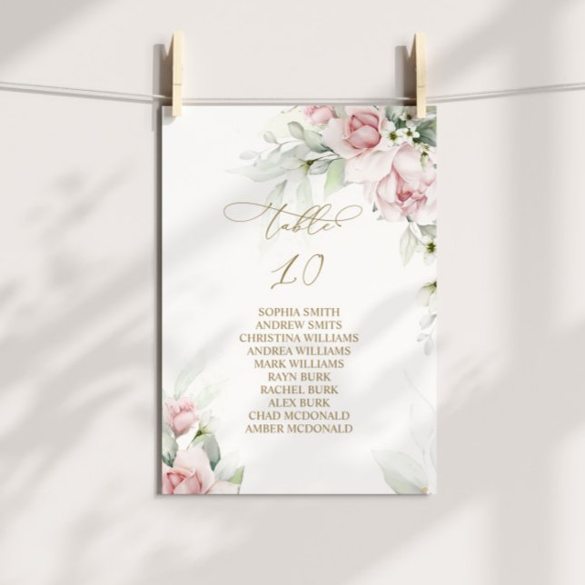 Convites Tabela Blush & Eucalyptus Número 10 Quadro (Criador carregado)