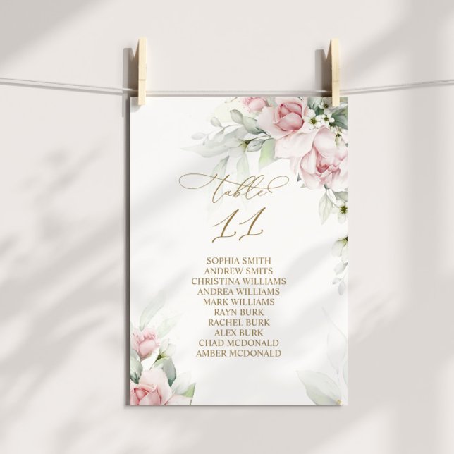 Convites Tabela Blush & Eucalyptus Número 11 Sentado (Criador carregado)