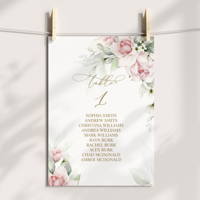 Convites Tabela Blush & Eucalyptus Número 1 Gráfico Sentado (Criador carregado)