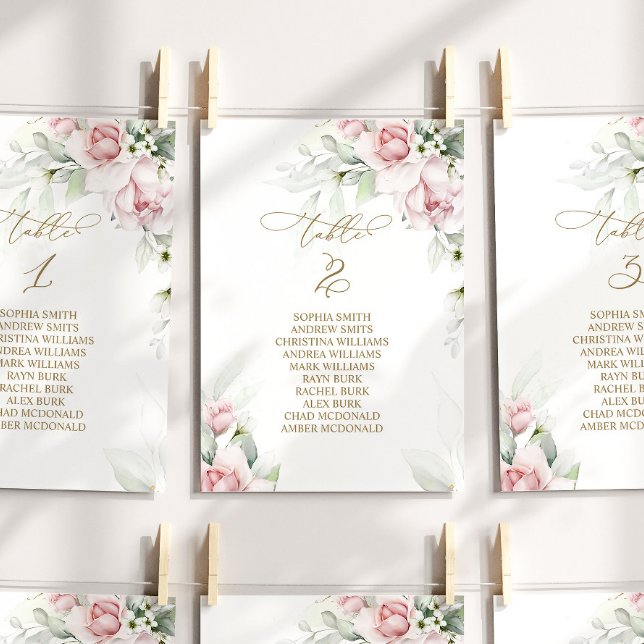 Convites Tabela Blush & Eucalyptus Número 2 Quadro Sentado (Criador carregado)