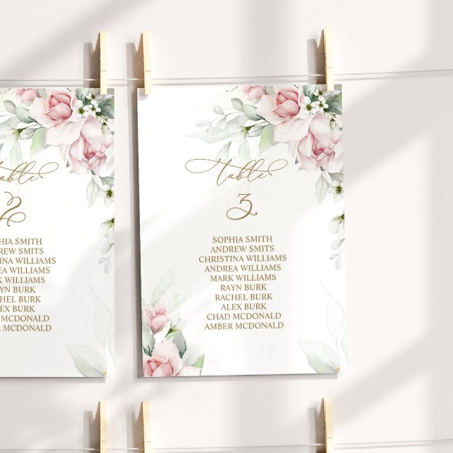 Convites Tabela Blush & Eucalyptus Número 3 Quadro (Criador carregado)