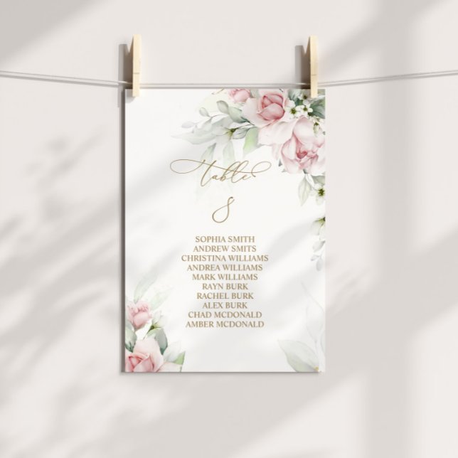 Convites Tabela Blush & Eucalyptus Número 8 Quadro Sentado (Criador carregado)