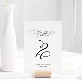 Convites Tabela de Casamento de Caligrafia Elegante Número 