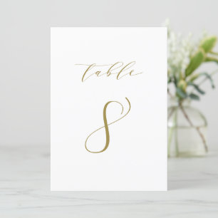 Convites Tabela de Casamento de Script Minimalista Dourada